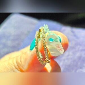 💕💎14K Real Gold Diamond  Hoop Earrings💎💕